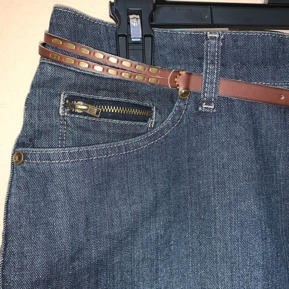 ✅ Sonoma Modern Fit Denim Skirt with Belt 6 Petite - Picture 3 of 7